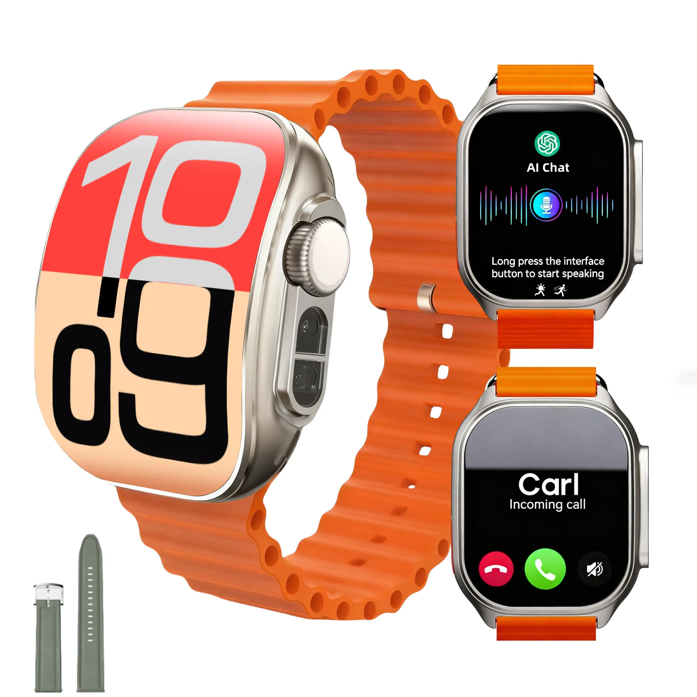 2025 W&O Smart Watch with AI & AI Control Upgrade Your Tech with Fashion Touch Screen SmartWatch Answer Make Calls Message Reminder 100+ Sports Modes Fast Charger Type-C Cable Adapter DIY Dials Wearable for iPhone Android