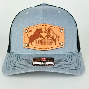 Hand-Crafted Ranch Life Premium Leather Patch Trucker Hat