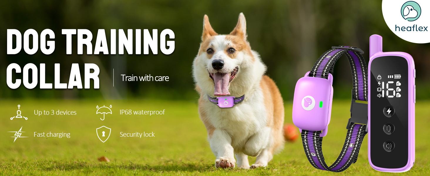 Dog Training Collar IP67 Waterproof Dog Trainer Collars Set with Remote 3 Safe Training Modes, Outdoor Rechargeable Adjustable Strap for 10-120lbs Small Medium Large Dogs
