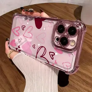 Mobile phone case with pink heart Suitable for iPhone1716promax, 16 15pro 14PLUS 13 12Pro 11 Pro Max X XSMAX