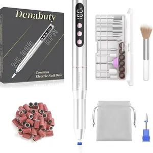 Electric Nail Drill Cordless, 35000RPM Portable Electric Nail File with LCD Display and 12 Nail Drill Bits for Acrylic & Gel Nails, Professional Manicure & Pedicure Kit Set Golden