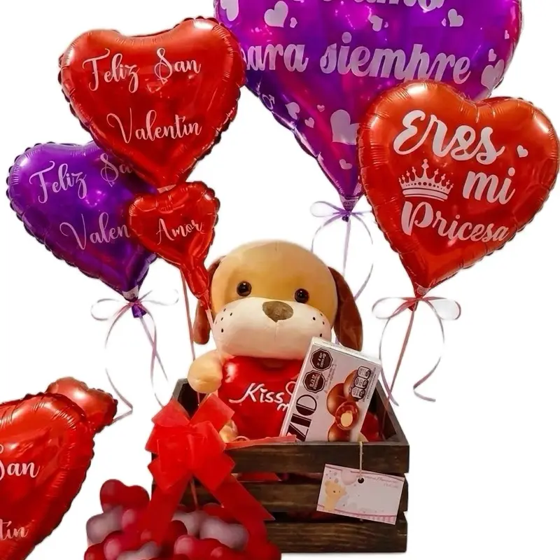 Arreglo De Globos San Valentín Con Peluche Regalo De Amor