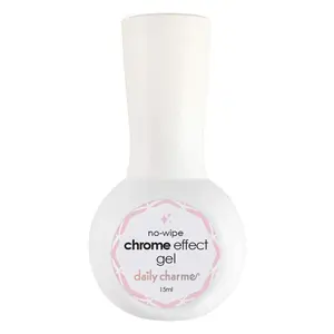 Chrome Effect No-Wipe Top Coat Gel Polish 15ml, High Gloss, Special Formula For Smooth Glazed Mirror Chrome Finish Long Lasting, Soak Off, Home DIY/Nail Art Salon Manicure