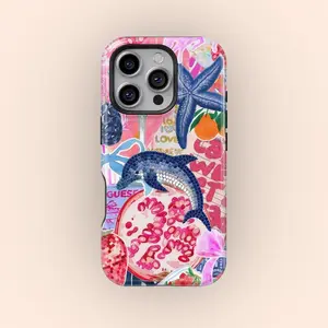Summer beach and ocean-themed phone case, cute coastal style phone case, sturdy and durable 2-in-1 protective case, compatible with iPhone 17/16/15/14/13/12/11 Pro Max/Plus/Pro, Samsung Galaxy S25/S24/S23 Ultra.