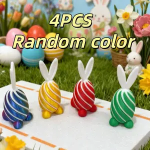 4Pcs Easter 3D Printed Spiral Unzip Rabbit Egg Toys Set, Cute Stress Relief Fidget Toys, Stress Relief Decoration, Perfect for Easter Egg Hunt, Basket Stuffers, Party Favors & Classroom Prize Supplies