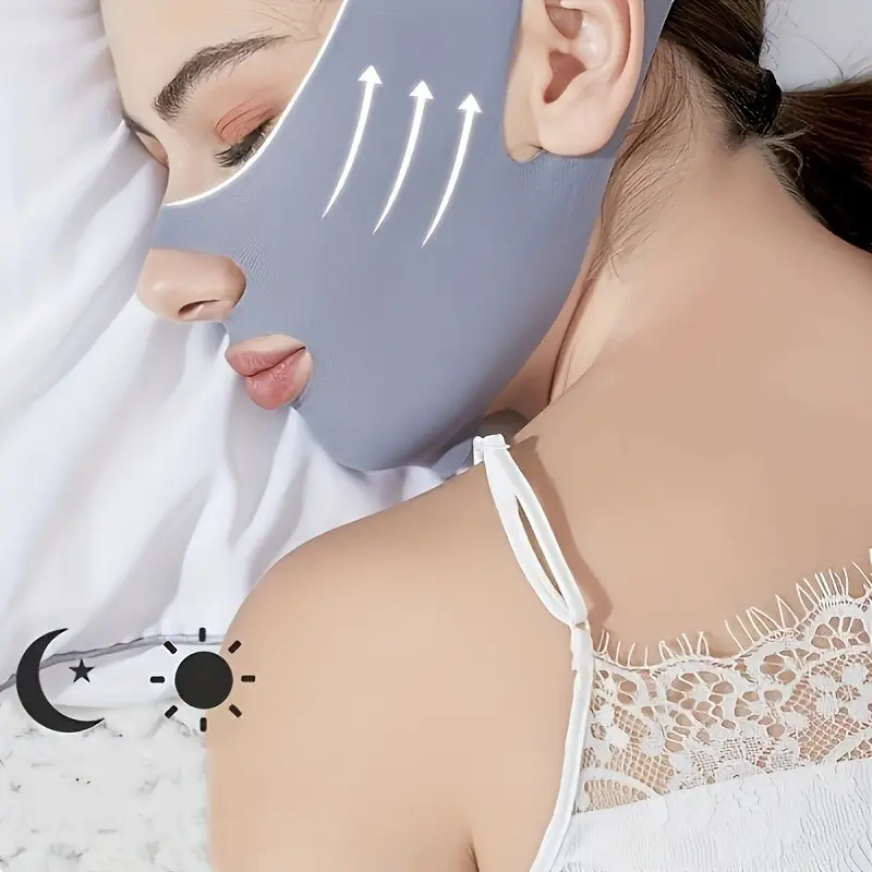 Unisex V-Shape Bandage, Anti-Snore Strap, Face Lifting, Breathable Material, Seamless Design, Relaxing Sleep Mask, Cat Ear Design