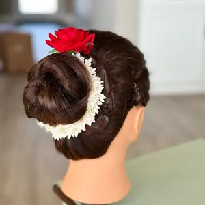 Mogra Gajra Scented Flower Hair Accessories Scrunchies with Rose Flower for Women