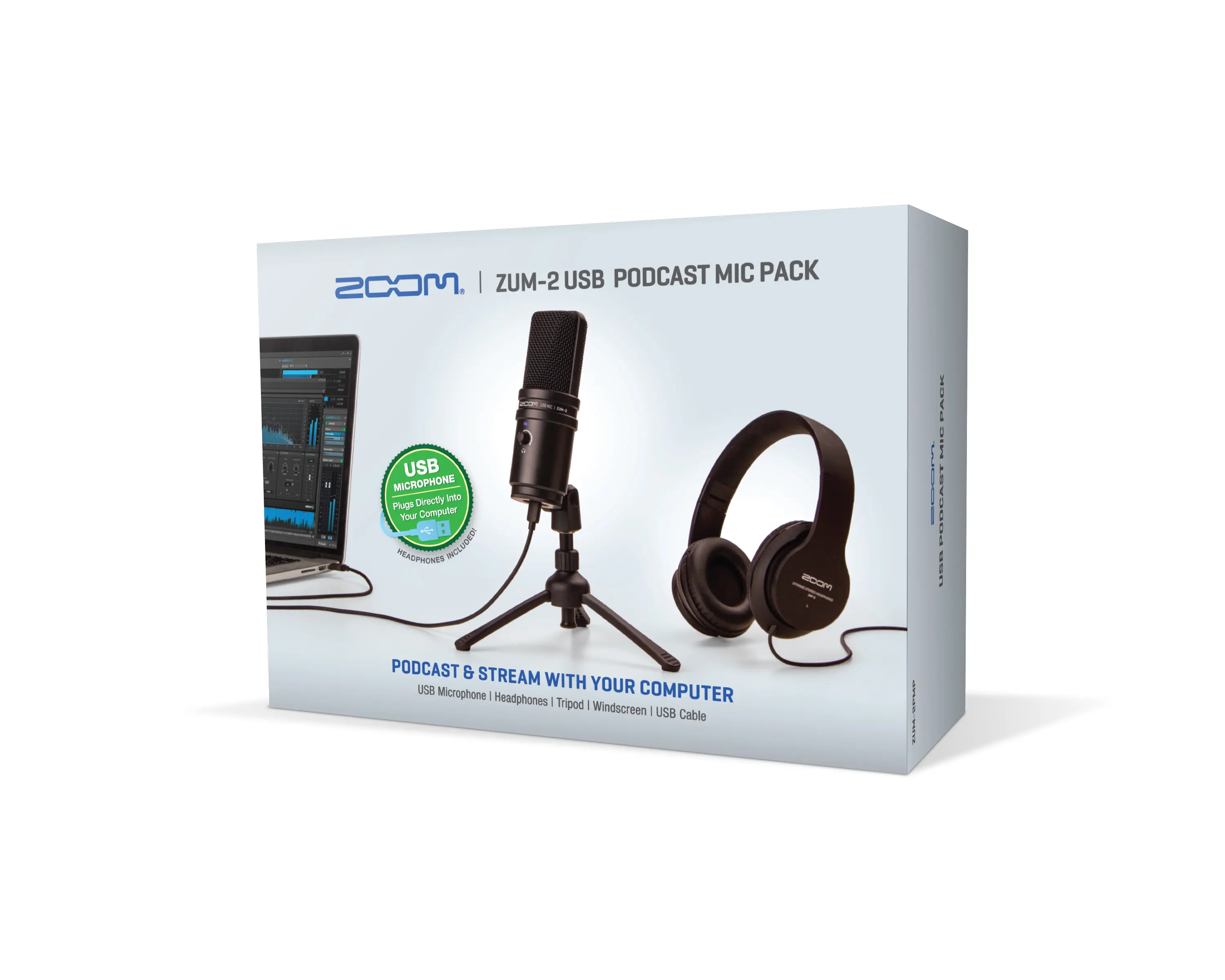 ZUM-2PMP Podcast Mic Pack, Adjustable Custom Microphone Kit for Computer, Smartphone Use with Easy Plug-In Functionality, Device