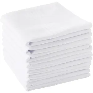 Men's Handkerchiefs 100% Soft Cotton White Hankie Hankerchieves