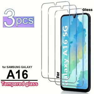 3 pieces of screen protectors suitable for Samsung Galaxy A16 5G, full coverage, anti-fingerprint, high sensitivity, with easy installation feature