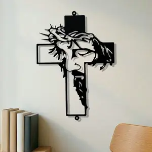 11.8 Inch Rustic Metal Cross Wall Hanging - Xmas/Halloween/New Year/Easter Gift, Christian Home Decor, Indoor/Outdoor Faith Art