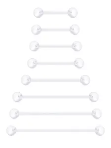 10PCS 14G Clear Bioflex Flexible Acrylic Straight Bar Industrial Barbell Body Piercing Jewelry Tongue Rings Barbells Nipple Ring Retainer Piercing for Work, Pregnancy, Surgery Sport Work, 12MM-38MM Bar Length