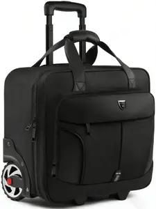 15.6 Inch Rolling Laptop Bag, Unisex Business Pull-Along Briefcase, Waterproof Duraable Travel Backpack,  USB Port, Commute Storage Bag