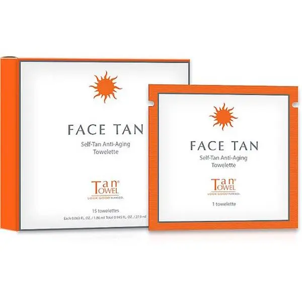 TanTowel Face Tan Self-Tanning Wipes, Exfoliating Anti-Aging Moisturizer with Aloe Vera for Flawless Buildable Glow, For All Skin Types, 15 Individually Wrapped Count