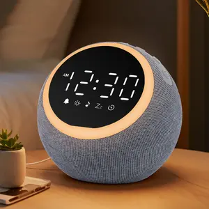 White Noise Sound Machine Alarm Clock with Night Light, 25 Soothing Sounds, 5W Stereo Speaker, SleepTimer, Dimmable Clock