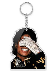 Michael Jackson Crystal Glove Keychain, King of Pop Acrylic Keyring, MJ Fan Gift, Music Icon Charm, Vintage Concert Style Keychain