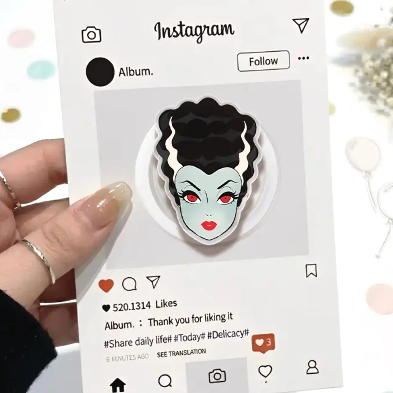 Bride Of Frankenstein Phone Grip Magsafe, Cute Phone Grip Holder, Funny Phone Holder, Cartoon Animal Kindle Grip, Gift for Girls Boys