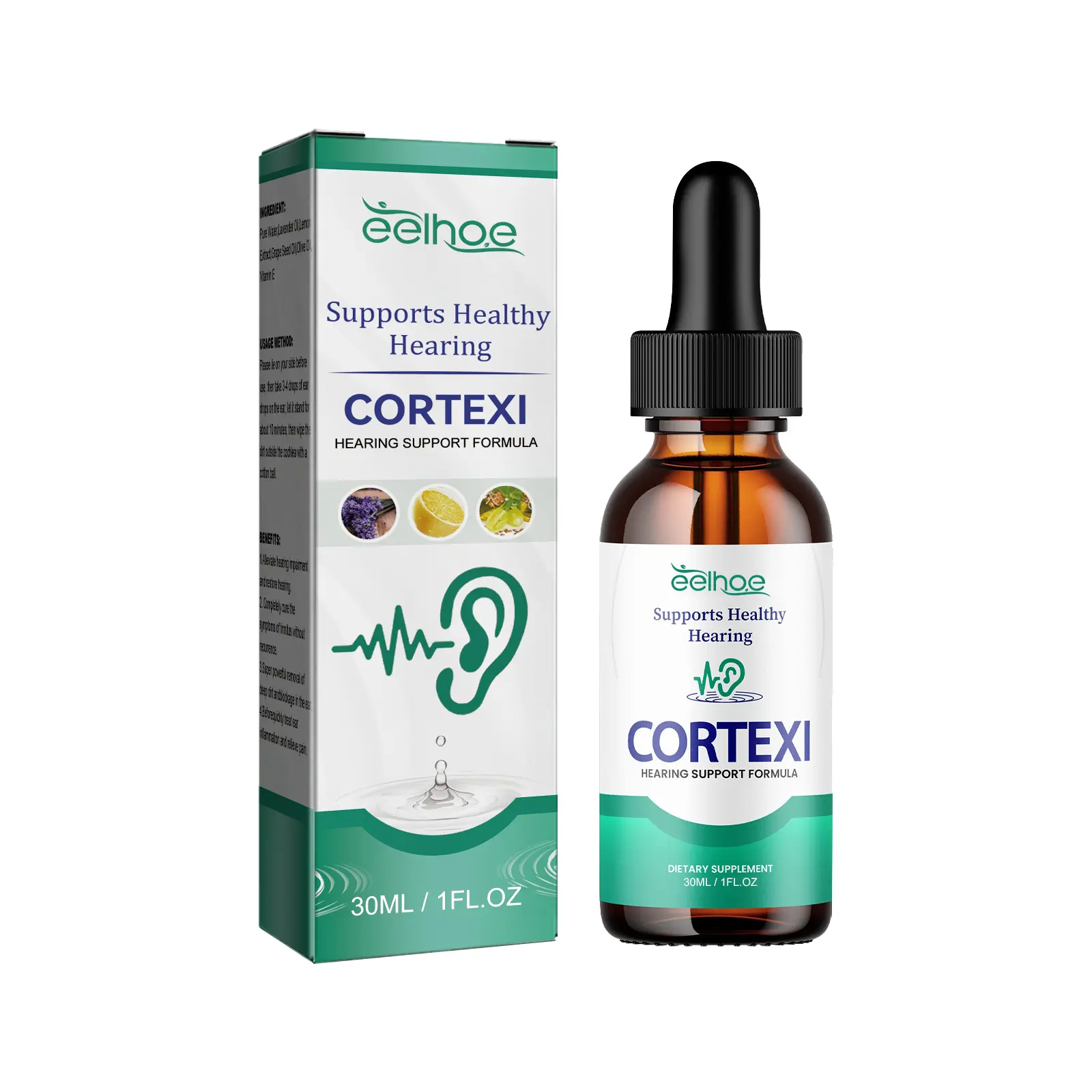 EELHOE Tinnitus Relief Ear Drops - Plant-Based Lavender Natural Extracts, Relieves Ringing & Ache, Gentle Clean, Supports Healthy Hearing, Moisturizes Canal for Adults, 30ML