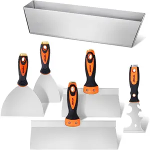 VEVOR Drywall Knife Set, 6 PCS Drywall Tools Includes 3 Painter Scraper, Two Putty Knives, Two Taping Knives and 12 Mud Pan, Stainless Steel Spackle Tool, Drywall Finishing Tools for HomeVEVOR Super Brand Day