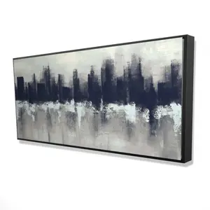 360 Stand Dark City Nightscape Framed Print - 24x48 in., Easy-Hanging Artwork, Stylish Home Decor Decoration for Bedroom Home Supplies, Wall