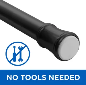 Adjustable Tension Window Curtain Rod, 46" - 84", with 1" Diameter, Black