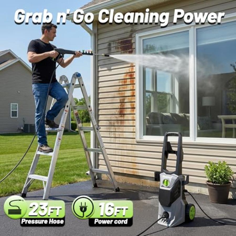 Pressure Washer Power Washer with Foam Cannon High Pressure Washer for Cars Decks Fences Patios and Driveway Decks High Pressur