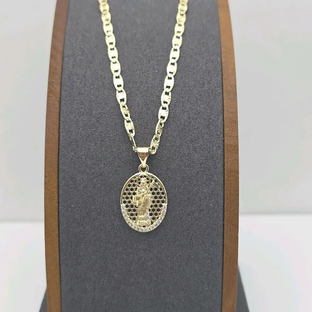 THE HOLY DEAD small zise chain gold-plated beautiful style 18"inches clear stone's