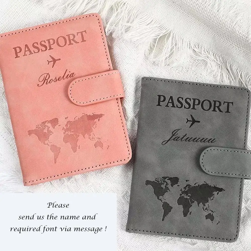 Women's Custom PU Leather Trifold Passport Cover - Personalized Name Engraving, Travel Accessory for Couples, ID & Bank Card Storage, Id & Cards