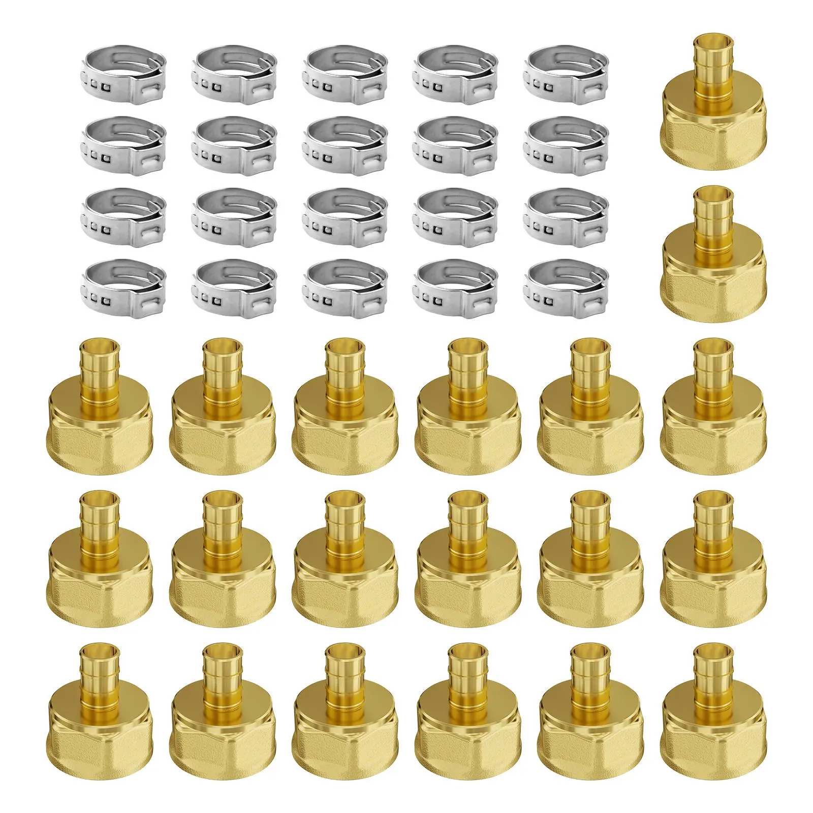 【Summerfinds】VEVOR Pipe Fittings,1/2" 20PCS Brass Pipe FittingsClamp-style 1/2 NPT Internal Thread Pipe Connector Brass Air FittingsHeavy Duty Plumbing Fittings NPT Adapter for Heating/Shower SystemsWater Pipes