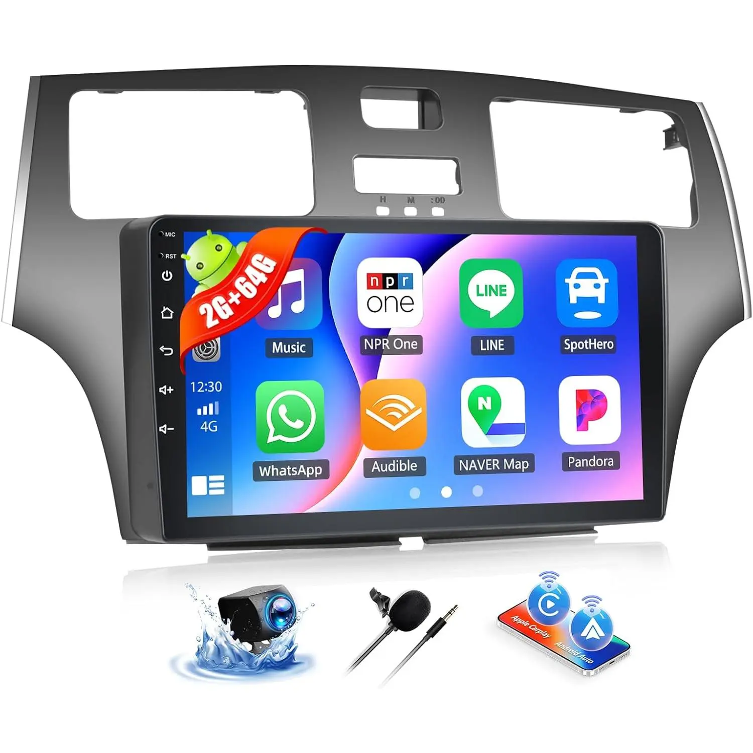 RIMOODY 2+64G Android 15 9" Touchscreen Car Radio Car Screen for 2001-2006 ES250 ES300 ES330, UI Stereo with GPS Navigation, Wireless CarPlay, Android Auto, Wireless Sync, Bluetooth, EQ, WiFi, RDS, SWC, Mirror Link, Car Screen Carplay