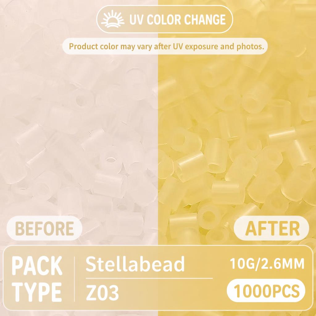 Stellabead 2.6mm Color Changing Fuse Beads Z Series Light Changing Colors Refill Pack - 4000/10,000 Beads Per Color, 8 Magic Effect Colors for DIY Crafts & Pixel Art Projects