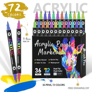 Acrylic Paint Marker Pen, Acrylic Drawing Markers, Acrylic Painting Pens, 12/24/36pcs Double Tip Double Color Acrylic Paint Marker Pen, Art Markers Set, Art Supplies for Rock Painting, Wood, Canvas, Stone, Glass, DIY Craft Making, School Supplies