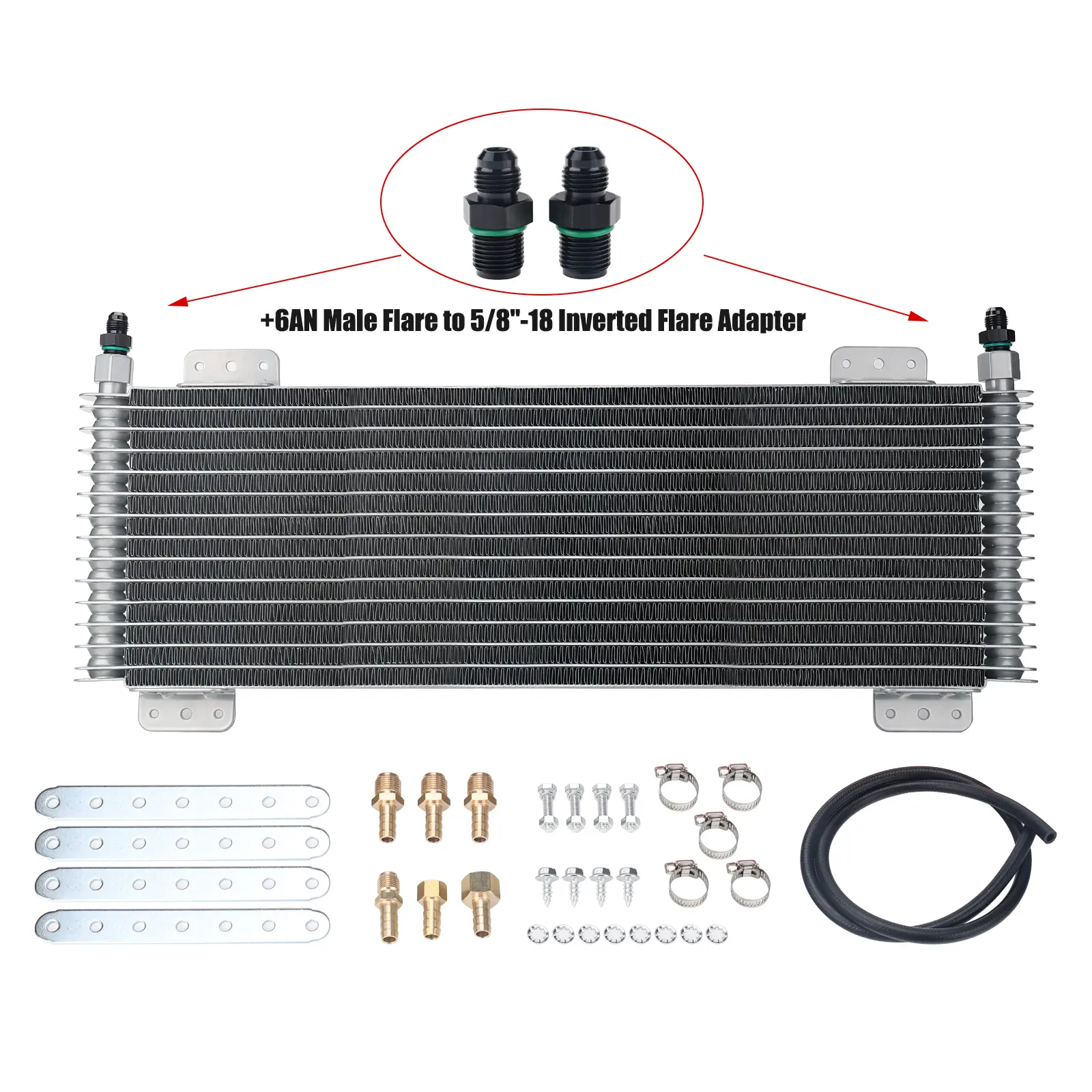 3mirrors Transmission Oil Cooler with Mounting Hardware (Nuts, Bolts, Washers, Hose Clamps), 40000 GVW, Low Pressure Drop Automotive Maintenance Tools LPD47391, 1.27 In