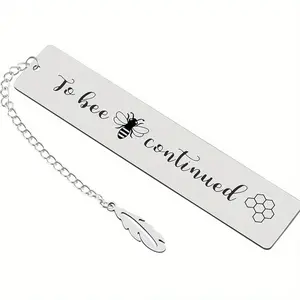Bee & Leaf Design Lettering Bookmark, 1 Count Stainless Steel Bookmark with Chain, Book Mark for Book Lovers, Unique Gift for Daughters, Sons, Mothers, Wives, Book Accessories