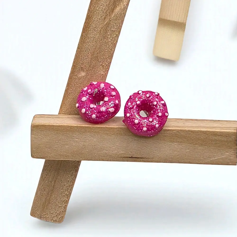 Glittery Donut Stud Earrings - Multiple Colors, Ideal for Everyday Wear, Fashion Costume Jewelry Studs Earrings