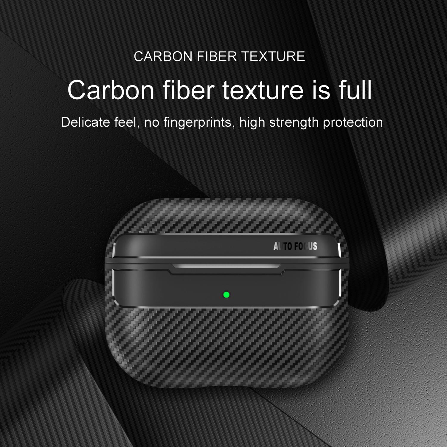 Carbon Fiber Texture Military Shockproof Case for AirPods Pro 3/2/1 & AirPods 4/3/2/1 with Carabiner Protective Cover