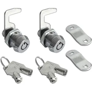 2 Pack Toolbox Lock 5/8" Tubular Cam Replacement Lock Hook Cam Keyed Alike with 4 Keys