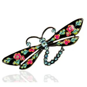 Anne Koplik Statement Floral Enamel Dragonfly P in w/Crystals