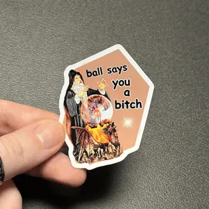Ball Says You A Bi-tch Funny Wizard Sticker, Crystal Ball Says You A Bit-ch Stickers, Meme Wizard Fortune Teller Stickers, Magic Ball Meme Sticker