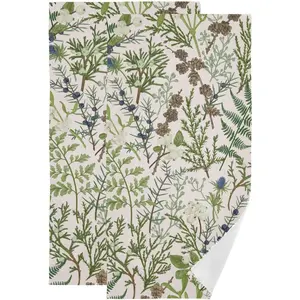 2 Pack Sage Green Botanical Plant Hand Towels for BathroomSoft Absorbent Spring Vintage Floral Fern Print Decorative Guest Face Bathroom Towels Quick Dry Wild Leaf Kitchen Towels 14x28
