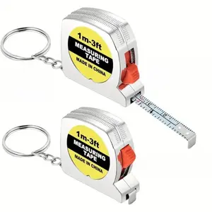 2pcs 1.5 Inch Tape Measure Keychains Key Fob, Functional Mini Tape Measures with Stable Slide Lock, Perfect Birthday Party Favors & Goody Bag Fillers, Keychain Accessories