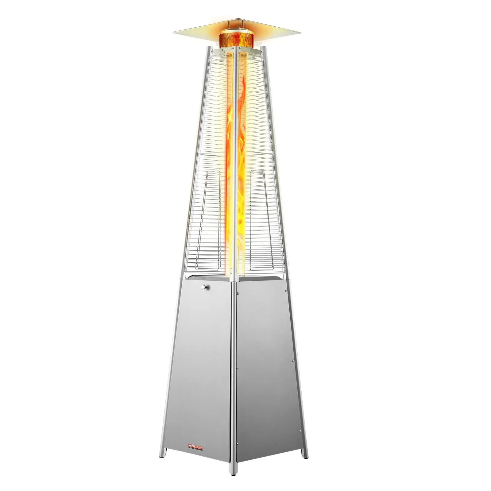 【SummerFinds】VEVOR Patio Heater for Outdoor Use,  48000BTU Pyramid Propane Heater w/Wheels, Quartz Glass Tube Outdoor Patio Flame Heater for Patio, Party, Backyard, Garden, Decoration, Silver