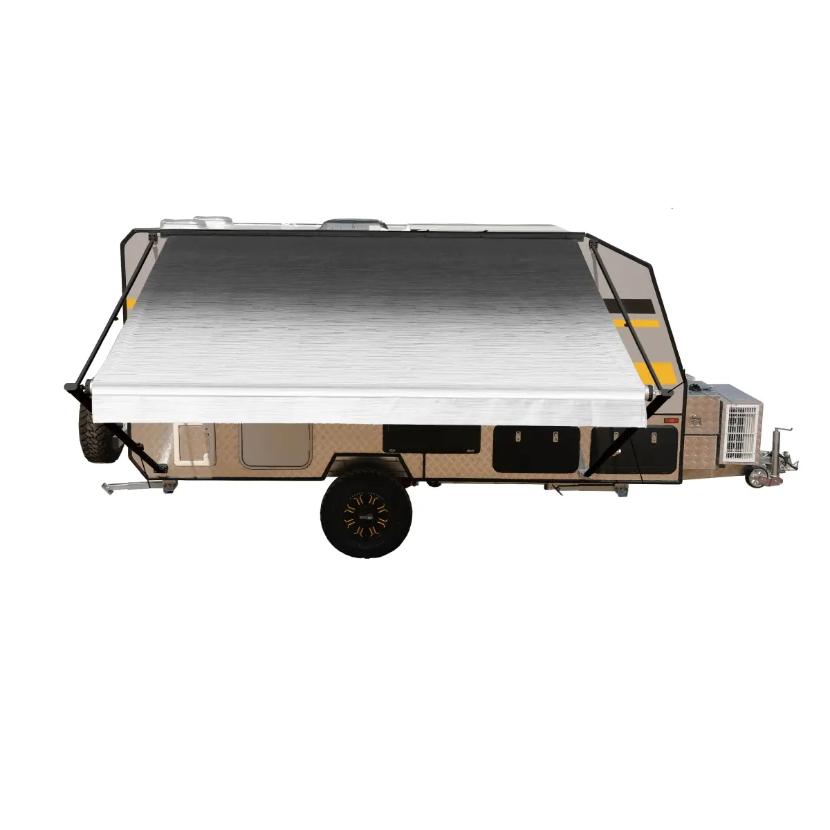 ALEKO RVABW12X8BLK11B-UNB 12 x 8 ft. Retractable RV Patio Camping Waterproof Vinyl Canopy Awning, Black