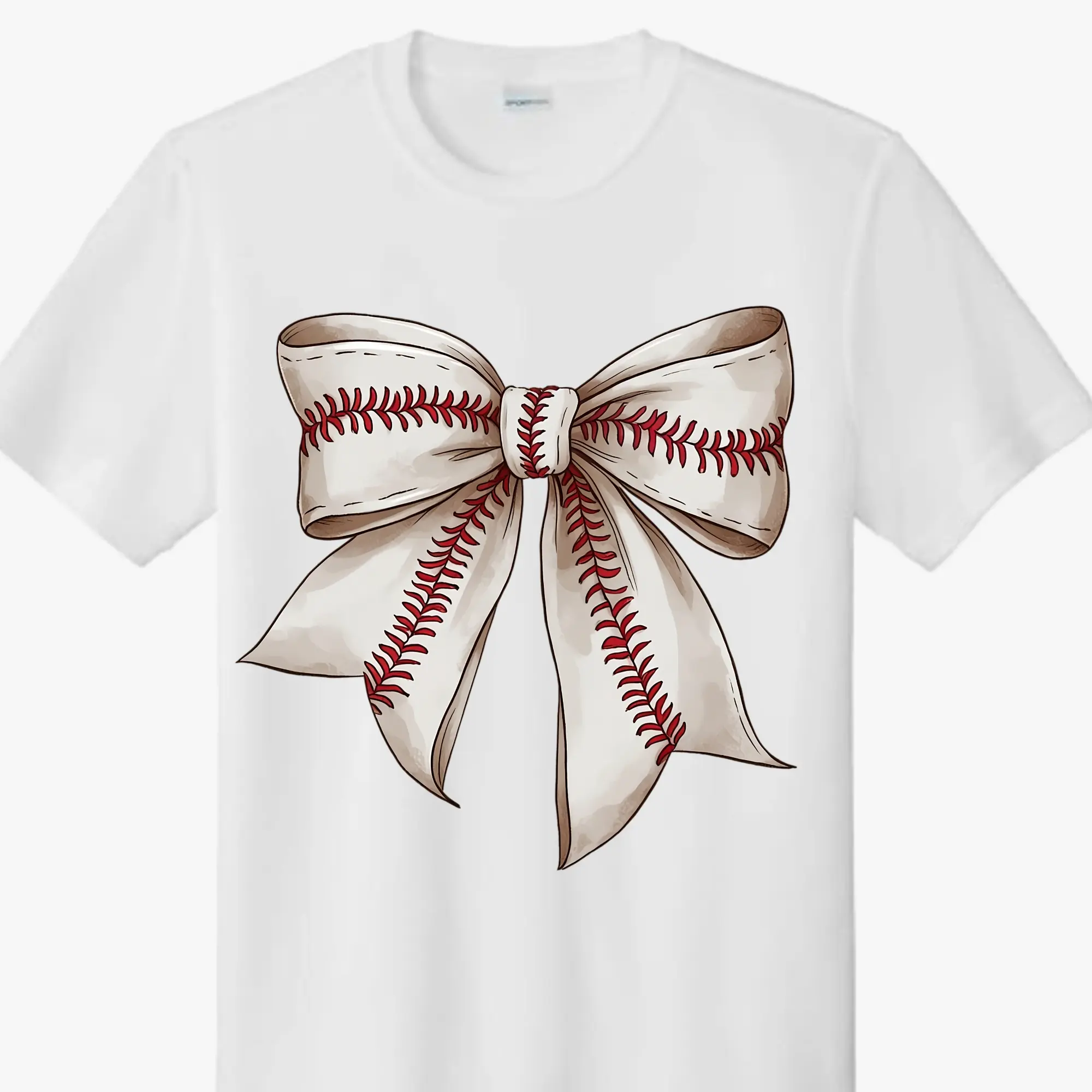 Cute Baseball Bow Direct-to-Film Print - High-Quality, Easy-to-Read DIY Ready-to-Press Vibrant Print, Specialty DIY Supply for T-Shirts Printmaking, Fabric, Crafts