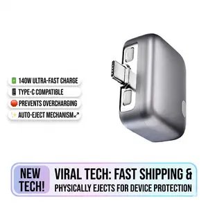 140W Auto-Eject USB C Charger Adapter, Physical Disconnect Fast Charging Block, Smart Battery Health Protector, Automatic Pop Out Type-C Power Plug for Cell Phones Laptops Tablets, Anti-Overcharge Wall Charger for Travel
