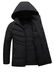 Men's Black Hooded Puffer Jacket - Lightweight Warm Winter Coat with Zip Pockets & Stand Collar