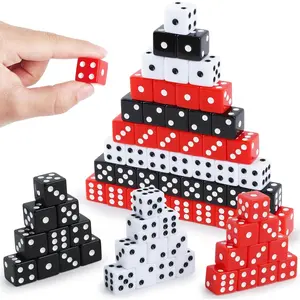Hooqict 100 Pieces Casino Dice Set 16mm Standard Game Dice Bulk Acrylic 6 Sided Colored Playing Dice for Casino Vegas Theme Party Board Games (Black, Red, White)