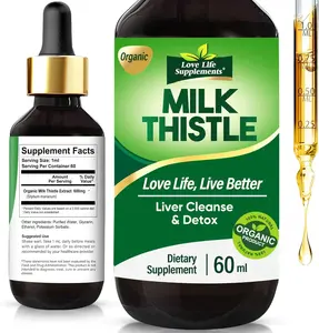 Milk Thistle Liquid Supplement, Natural Extract Drops for Liver Cleanse Detox & Repair, Vegan Non-GMO Formula to Immune System Boost and Skin Health, 2.0 Fl Oz