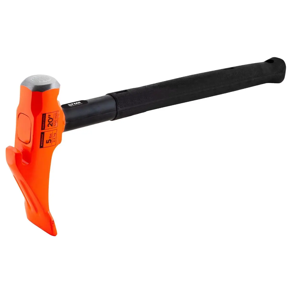 The Main Resource TMRBBH5 5lb Bead Breaker Hammer with Hammerhead, Rubber Grip, Steel Bars, Vibration Absorption Feature, Patented Heat Treatment, Fiberglass, 75x Stronger Than Wood, Dual Injected Fiberglass Grip