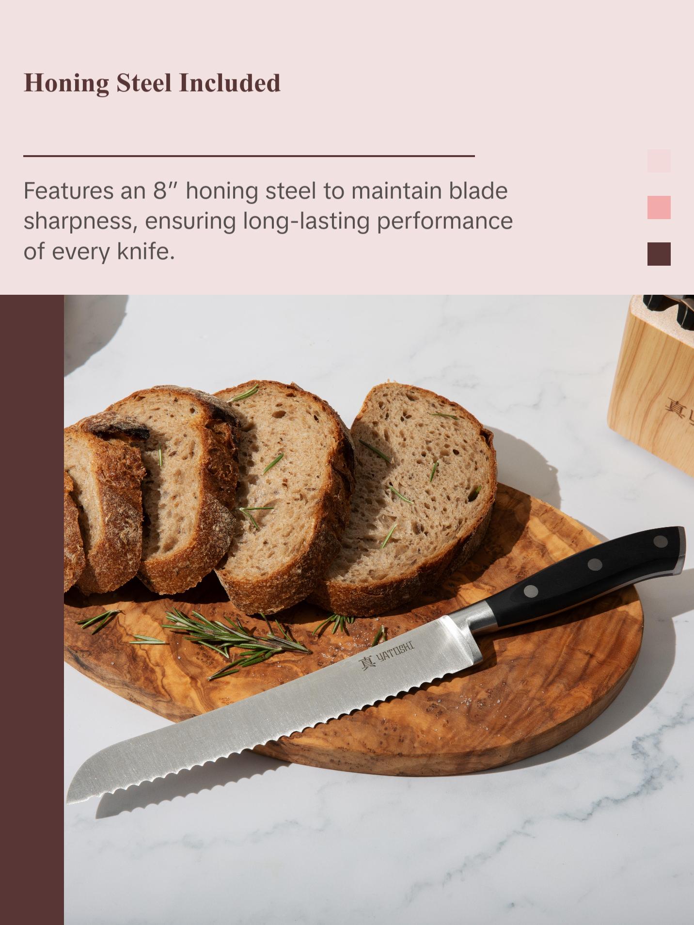 Yatoshi 15-Piece Kitchen Knife Block Set- Premium High-Carbon Blades with Black ABS Handles Kitchen Knives